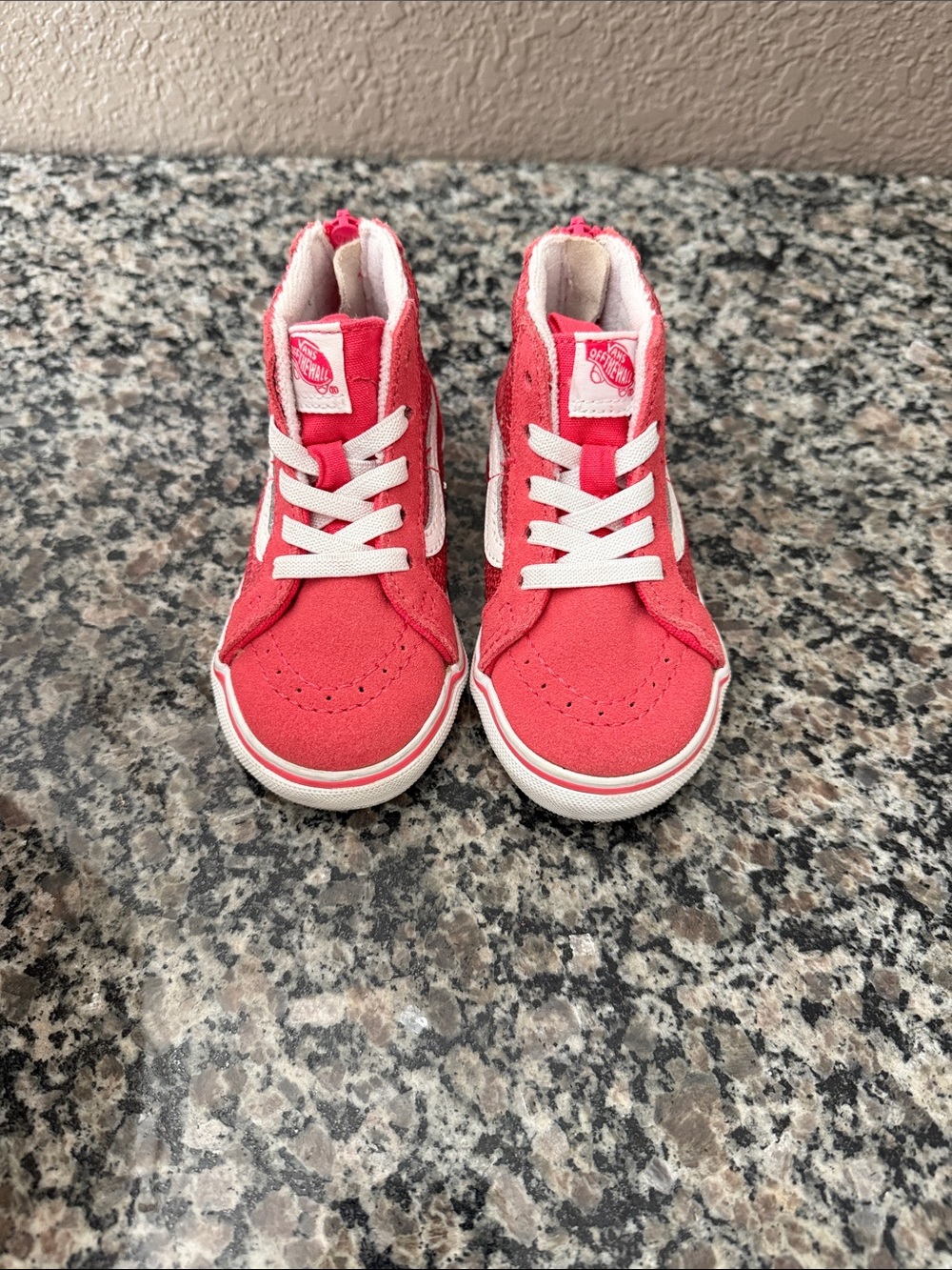 Vans Kids High-Top Sneakers in Coral Pink with White Accents